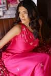 Buy Pink Cotton Satin Embroidery One Shoulder Dress For Women by Gulaal ...