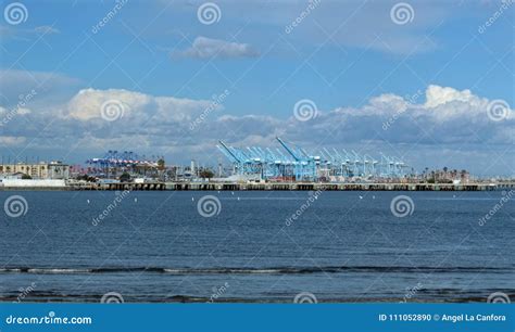 The Port of Los Angeles As Seen from Cabrillo Beach, California Stock ...