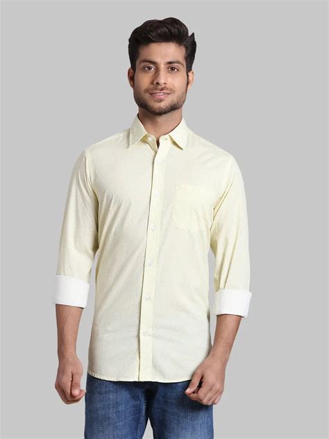Men Yellow Contemporary Fit Print Cotton Full Sleeve Shirts – MyRaymond