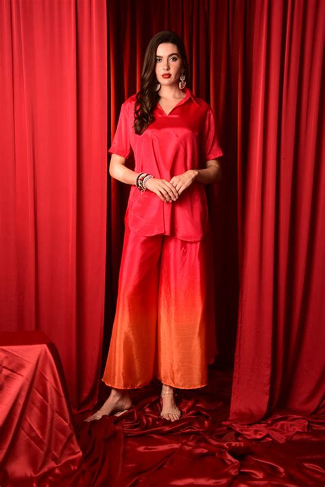 ORANGE PINK OMBRE SHORT CO-ORD – Laalzari