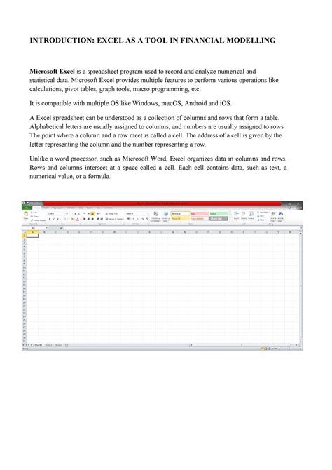 Unit-1 & 2 - Financial modeling UNIT-2 - INTRODUCTION: EXCEL AS A TOOL ...