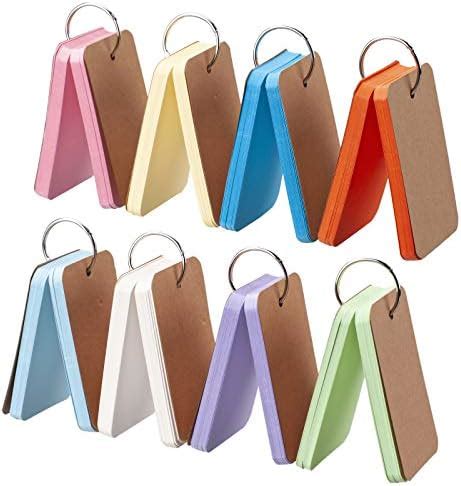 Blank Index Cards with Ring, Small Study Flash Cards Colored Note Cards ...