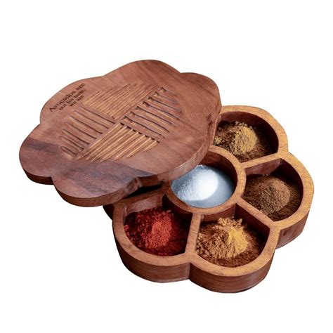 EasyJo Handmade Wooden Table Top Masala Dabba Containers Jars & Kitchen ...