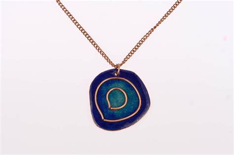 Hand Crafted Copper Enamel - Vartul Blue Pendant – ekibeki