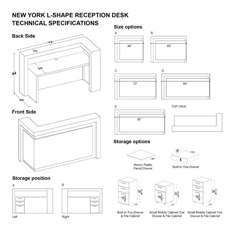 New York L-Shape Custom Reception Desk | Reception desk dimensions ...