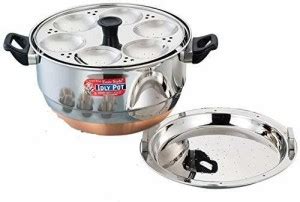 Shiv Stainless Steel Easy 16 Idly Pot Copper Bottom, Silver, 10 in ...