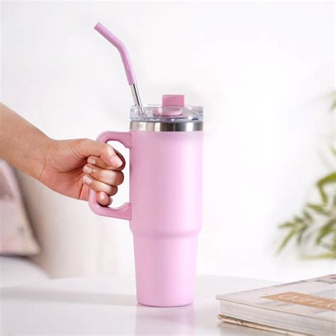 Light Pink Stainless Steel Water Bottle With Straw 850ml Online ...