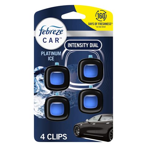 Febreze Car Air Freshener Vent Clip Platinum Ice Scent, 2.2 mL Car Vent ...