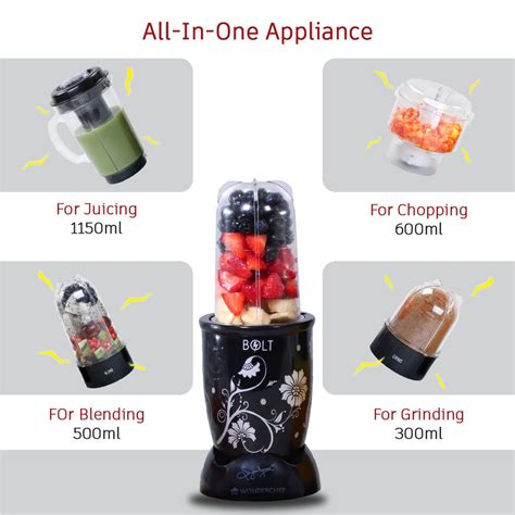 Nutri-blend BOLT-600W, CKM Mixer with Chopper - Black, 4 Jar with ...