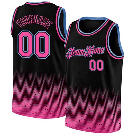 Custom Fade Fashion Basketball Jersey Black Pink-Light Blue Authentic ...