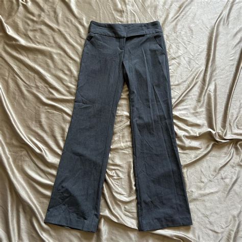 Gray Straight Leg Trousers low rise dress pants... - Depop