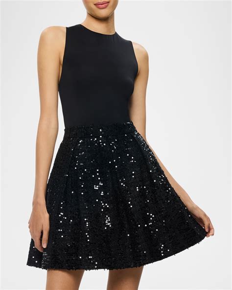 Alice + Olivia Chara Sequined Sleeveless Mini Dress | Neiman Marcus