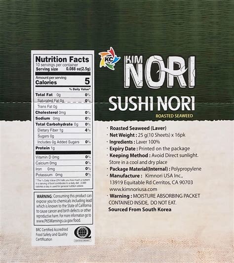 Sushi Nori Nutrition Facts at Hunter Langham blog