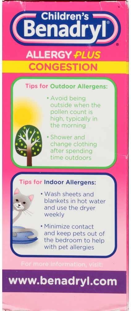 Buy Childrens Benadryl Allergy Plus Congestion Grape Flavored Liquid 4 ...