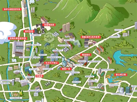 凤山街道手绘地图社区导览分布图宣传册设计_手绘地图六藝設計-站酷ZCOOL