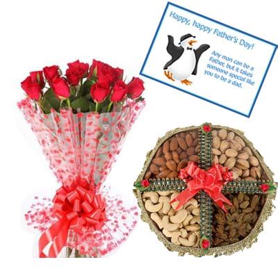 Send Roses and Dry Fruits With Fathers Day Greeting Online in Kerala ...