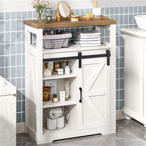 Amazon.com: Farmhouse Bathroom Floor Cabinet with Sliding Door, Small ...