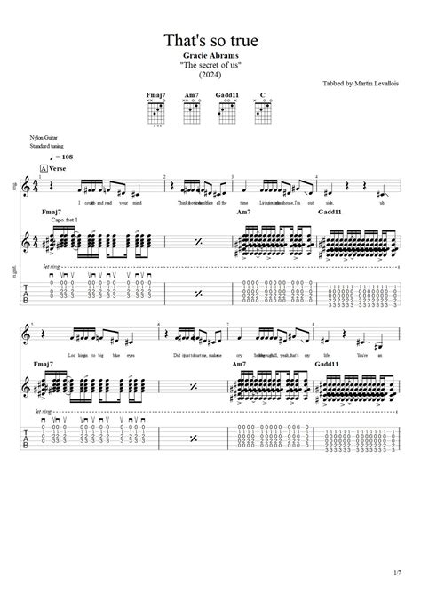 That’s So True Tab & Chords - Gracie Abrams | PaidTabs.com
