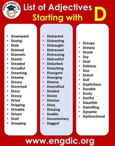 List of Adjectives Starting with D to Describe a Person PDF – EngDic