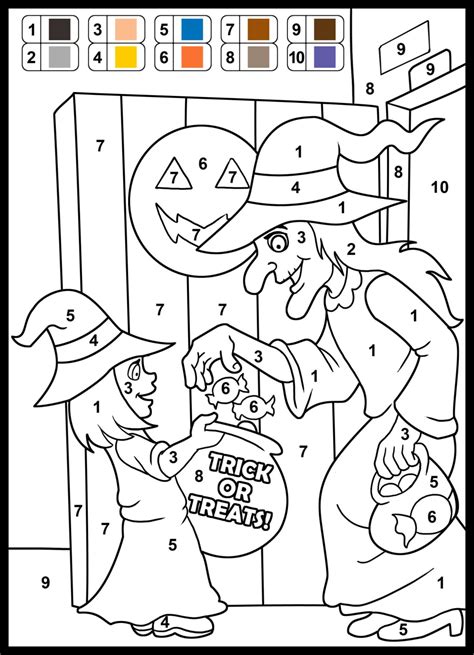 Color By Number Halloween Coloring Pages