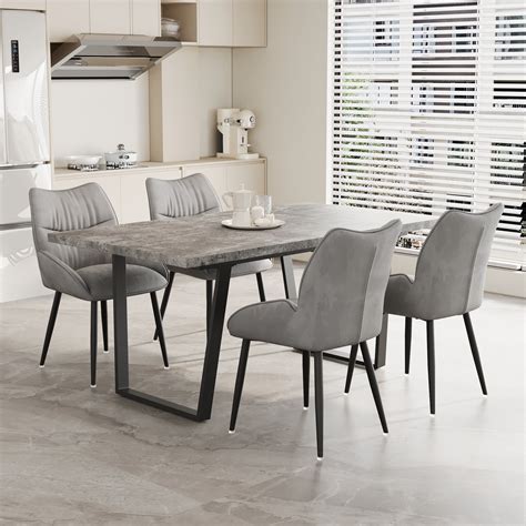 Corrigan Studio® Stylish Grey Mdf Dining Table Set For Modern Homes ...