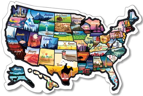 RV State Sticker Travel Map - 23x14 Inch Large Visited USA States Map ...