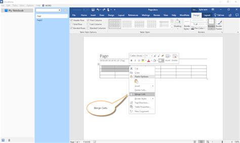Image result for Merge Cells in OneNote Table