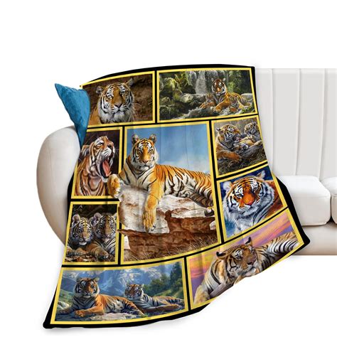 Amazon.com: Tiger Blanket Animal Throw Blankets Cozy Fleece Flannel ...