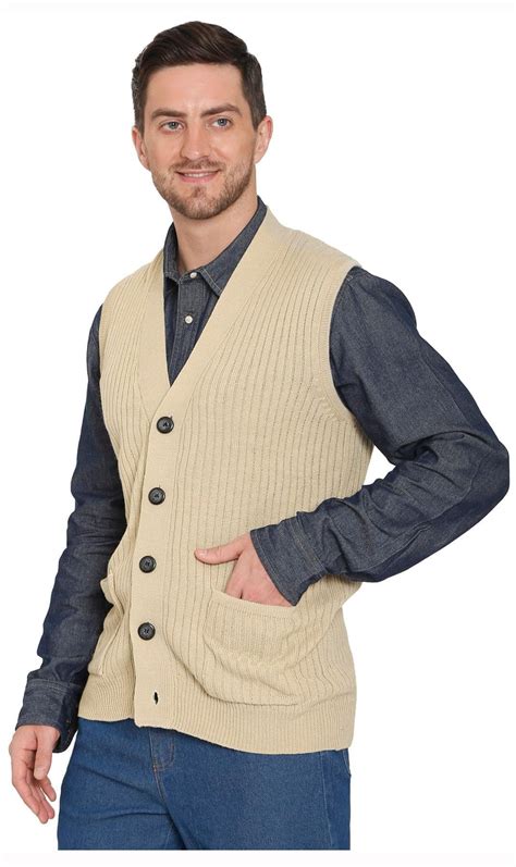Turtle Bay New York Men's Relaxed Fit Rib Knit Sweater Vest - Button ...