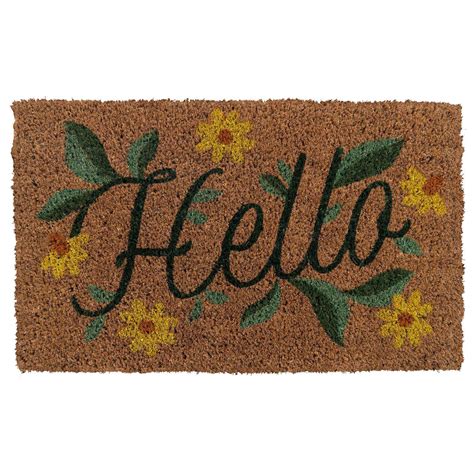 Entryways 18 in. L X 30 in. W Multicolored Hello Coir Door Mat - Ace ...