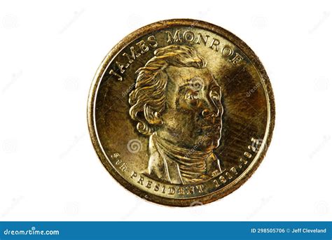James Monroe United States Dollar Coin Heads on White Background Stock ...