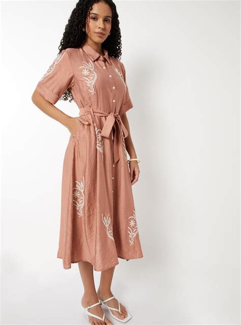 Buy Women Embroidered A-line Shirt Dress Online at just Rs. 1299.0 ...