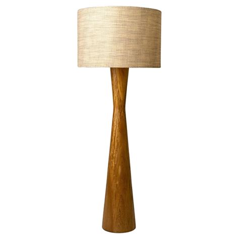 Organic Modern Floor Lamp Natural Wood Handmade Fluted Shade For Sale ...