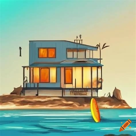 Modern Beach House Drawing Nancy Colella: Simply Painting: Mid Century