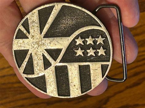 VTG 1978 BRITISH/AMERICAN FLAG BELT BUCKLE Matusik & … - Gem