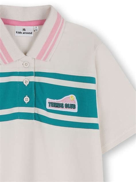 Buy Kids Around Cream Tennis Club Colourblock Short Sleeve Polo Dress ...