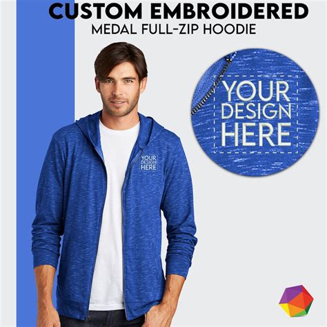 Custom Zip up Hoodie Custom Embroidered Hooded Zipper Full-zip Hoodie ...