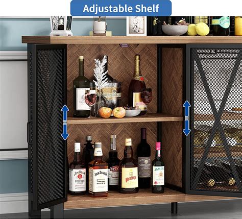 Buy OIOG Wine Bar Cabinet, Liquor Cabinet with Removable Wine Rack and ...