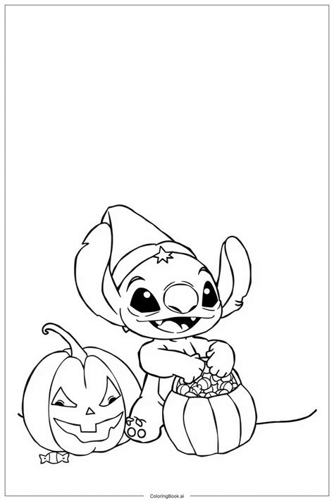 Halloween Stitch Pumpkin Coloring Page (Free PDF&PNG Printable)