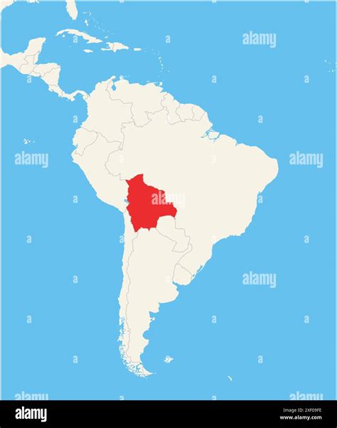 Locator map showing the location of the country Bolivia in South ...
