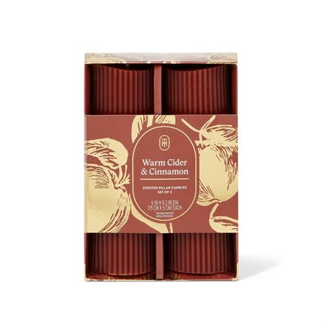 Threshold Warm Cider & Cinnamon Pillar Candle Set, 6 x 2 Inch (2 ct ...
