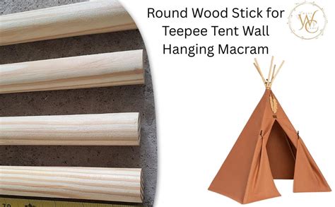 7 feet Wooden Dowel Rod Pinewood Round Wood Stick for Teepee Tent Wall ...