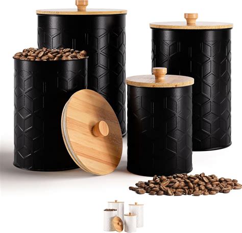 Kitchen Canisters for Countertop Set of 4 - Textured Iron Kitchen ...