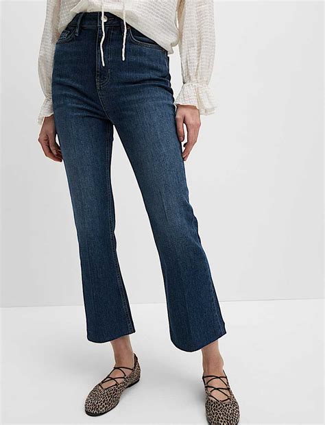 Buy High Waisted Slim Flare Cropped Jeans at Marks & Spencer