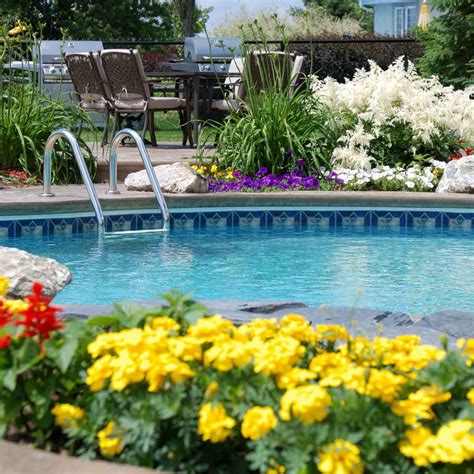 Tropical Pool Landscaping Ideas With Lots Of Flowers