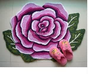Buy Rose flower shaped Mat Carpet for Livingroom Bedroom (purple rose ...