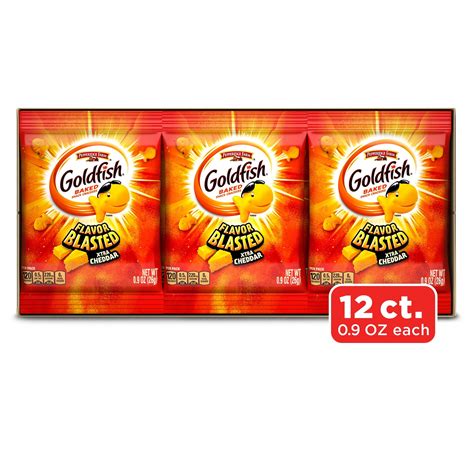Goldfish Flavor Blasted Crackers, Xtra Cheddar Snack Packs, 12 Count ...