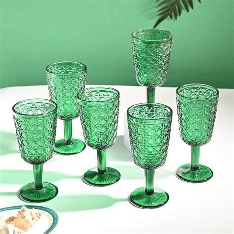 Market99 Green Stem Glass Set Of 6 -Each (300 Ml) – MARKET99