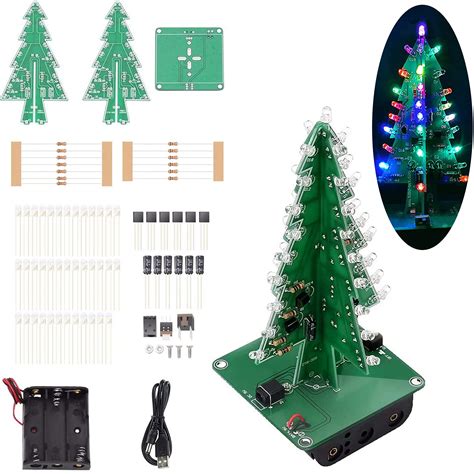 Buy Adeept Colorful 3D Xmas Christmas Tree Led DIY Kits, 7 Color Flash ...