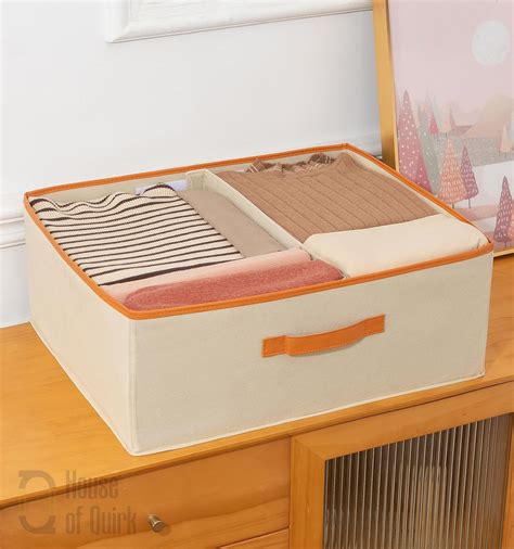 House of Quirk Cotton Clothes Organizer Storage Box Wardrobe Pants ...
